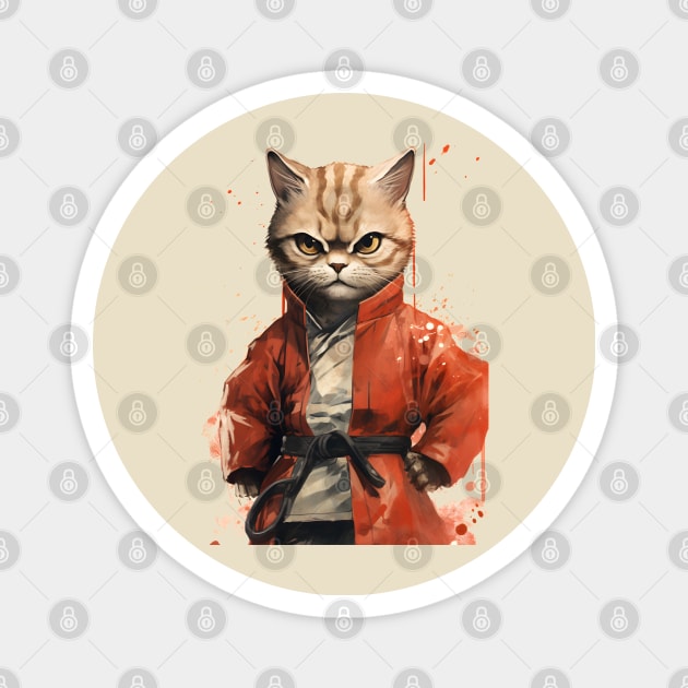Cat Martial Arts Fighter Magnet by ArtisticCorner
